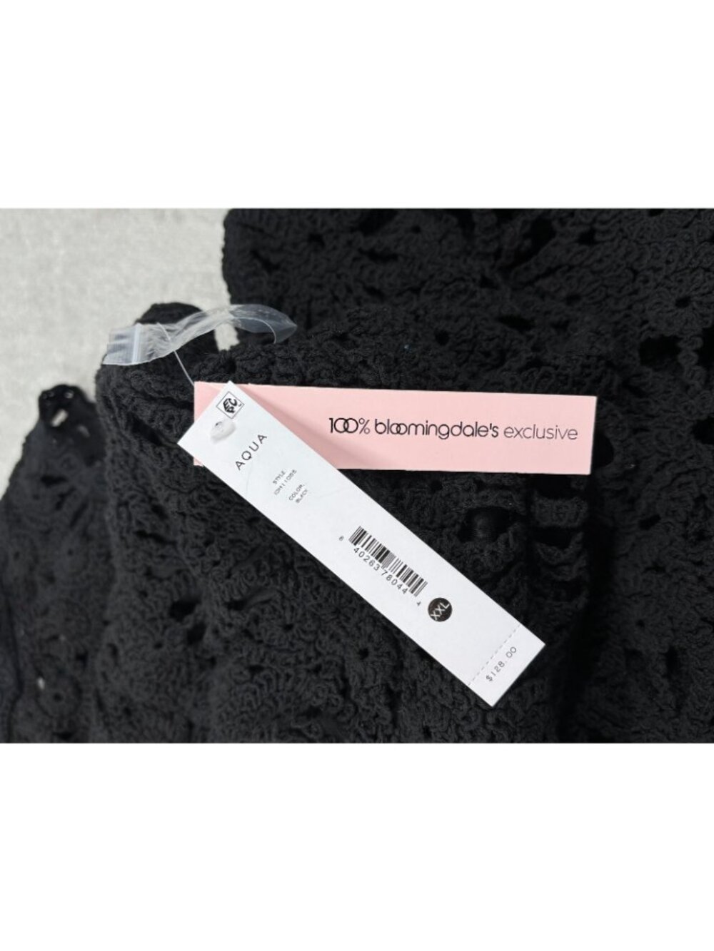 Bloomingdale's Aqua Maxi Dress Womens 2XL Black Crochet Sheer Lining Mock Neck - Picture 5 of 14